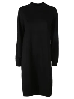 Solada Abito donna lungo in maglia tinta unita - nero