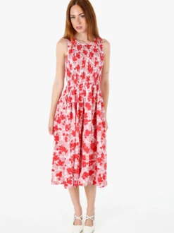 Solada Abito donna smanicato in cotone con stampe - rosso
