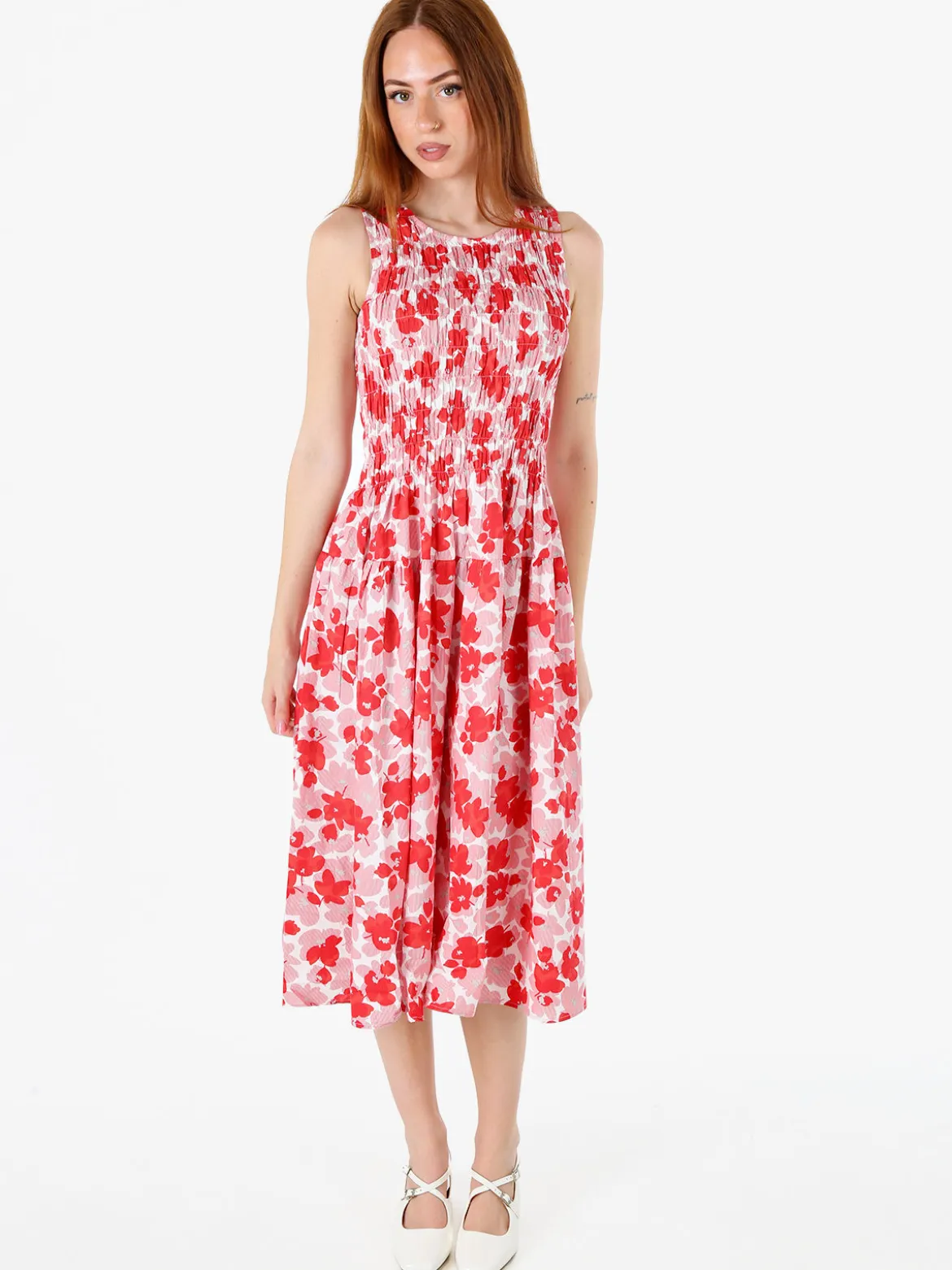 Solada Abito donna smanicato in cotone con stampe - rosso