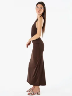 Solada Abito elegante da donna con spalle scoperte e spacco laterale - moro