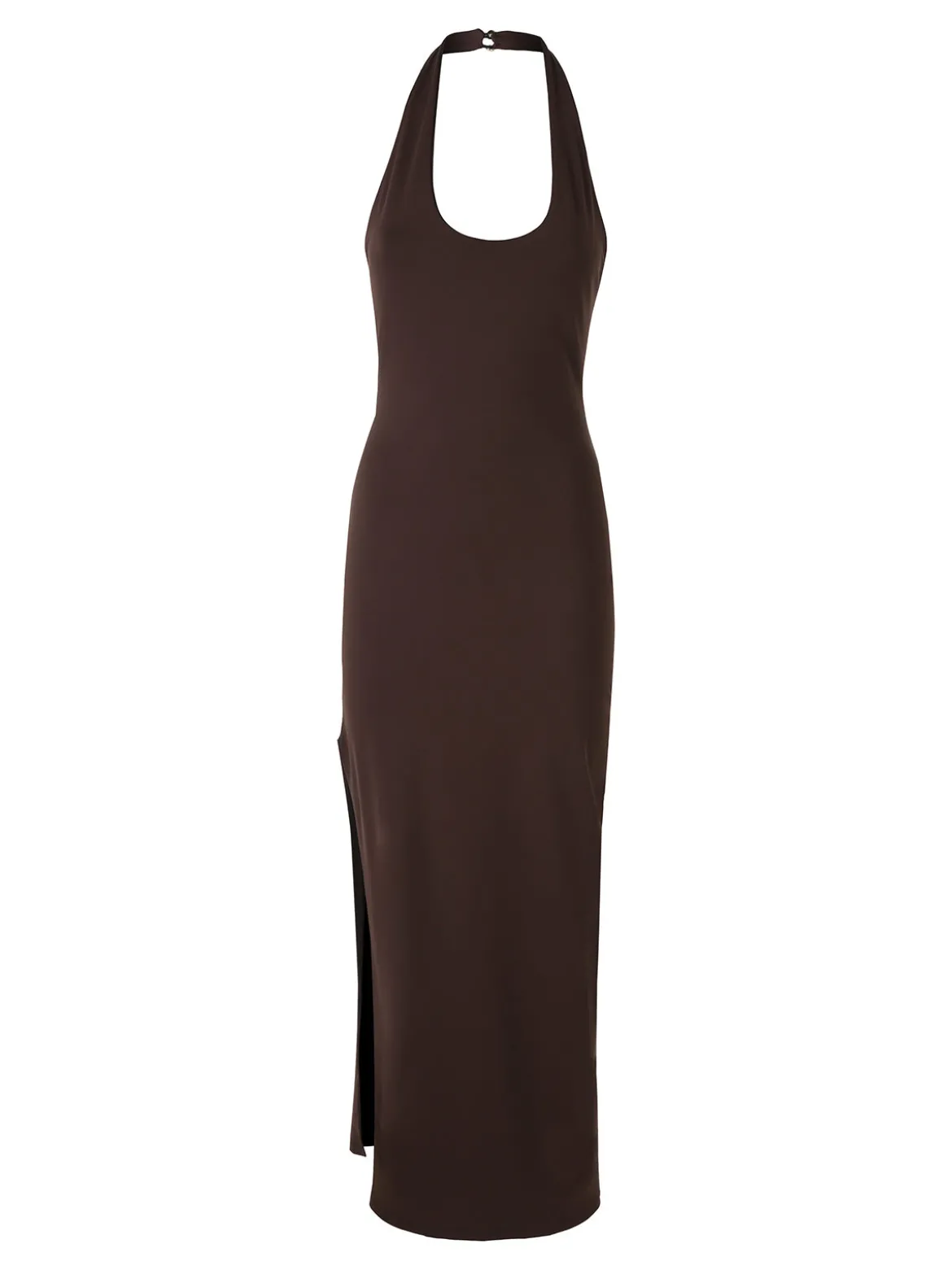 Solada Abito elegante da donna con spalle scoperte e spacco laterale - moro