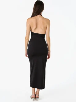 Solada Abito elegante da donna con spalle scoperte e spacco laterale - nero