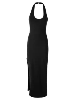 Solada Abito elegante da donna con spalle scoperte e spacco laterale - nero