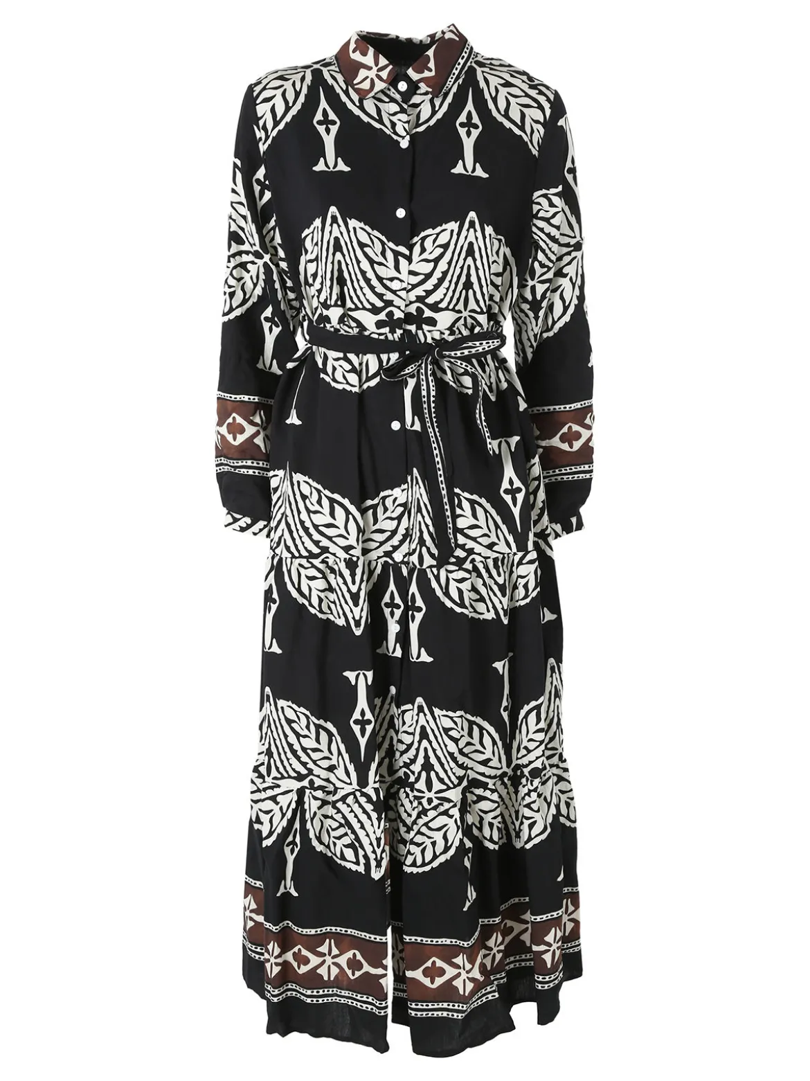 Solada Abito lungo da donna a camicia con stampe - nero