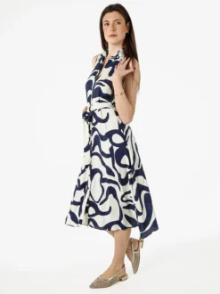 Solada Abito lungo da donna a camicia senza maniche - blu scuro