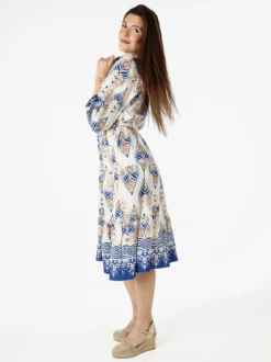 Solada Abito lungo da donna con stampe e maniche lunghe - blu
