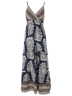 Solada Abito lungo da donna in viscosa con spalline strette - blu scuro