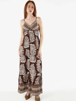 Solada Abito lungo da donna in viscosa con spalline strette - marrone