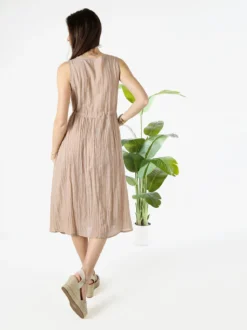 Solada Abito lungo da donna smanicato in misto cotone - beige