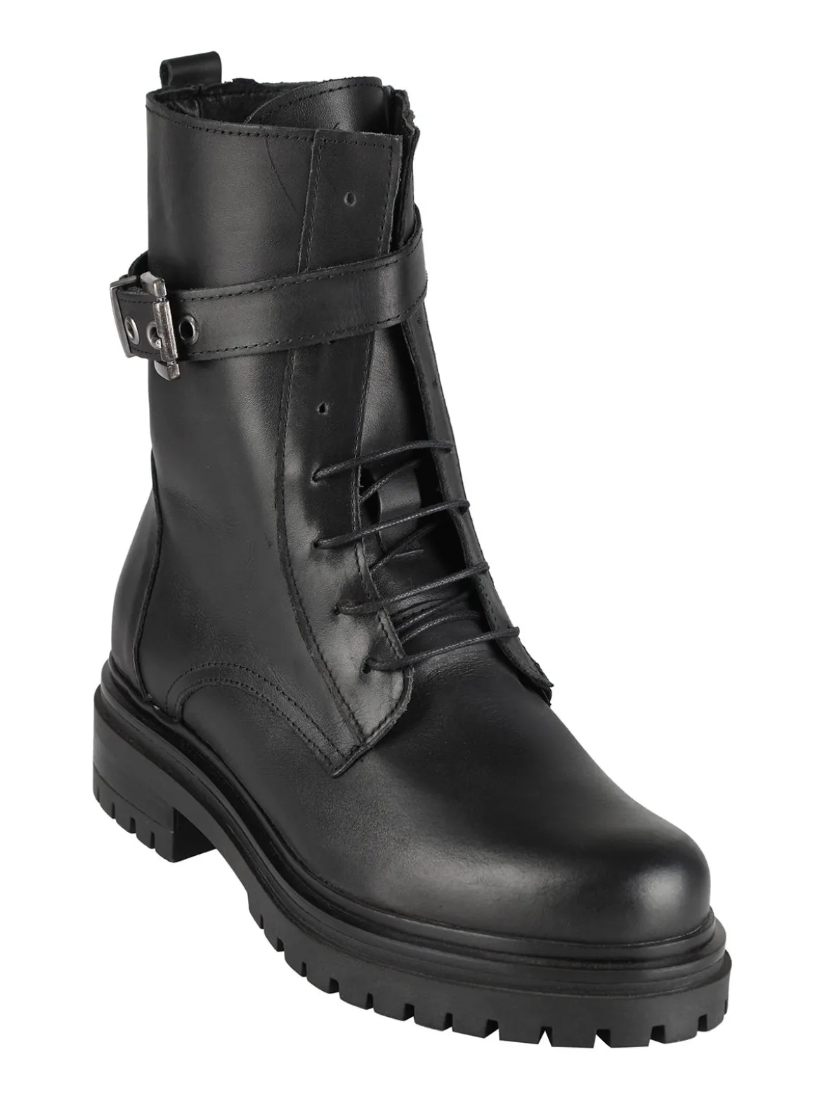 Solada Anfibi donna in pelle con lacci e zip