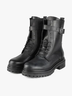 Solada Anfibi donna in pelle con lacci e zip