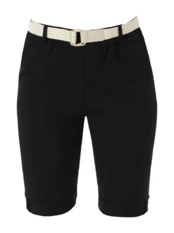 Solada Bermuda donna in tessuto elasticizzato con cintura in corda - nero