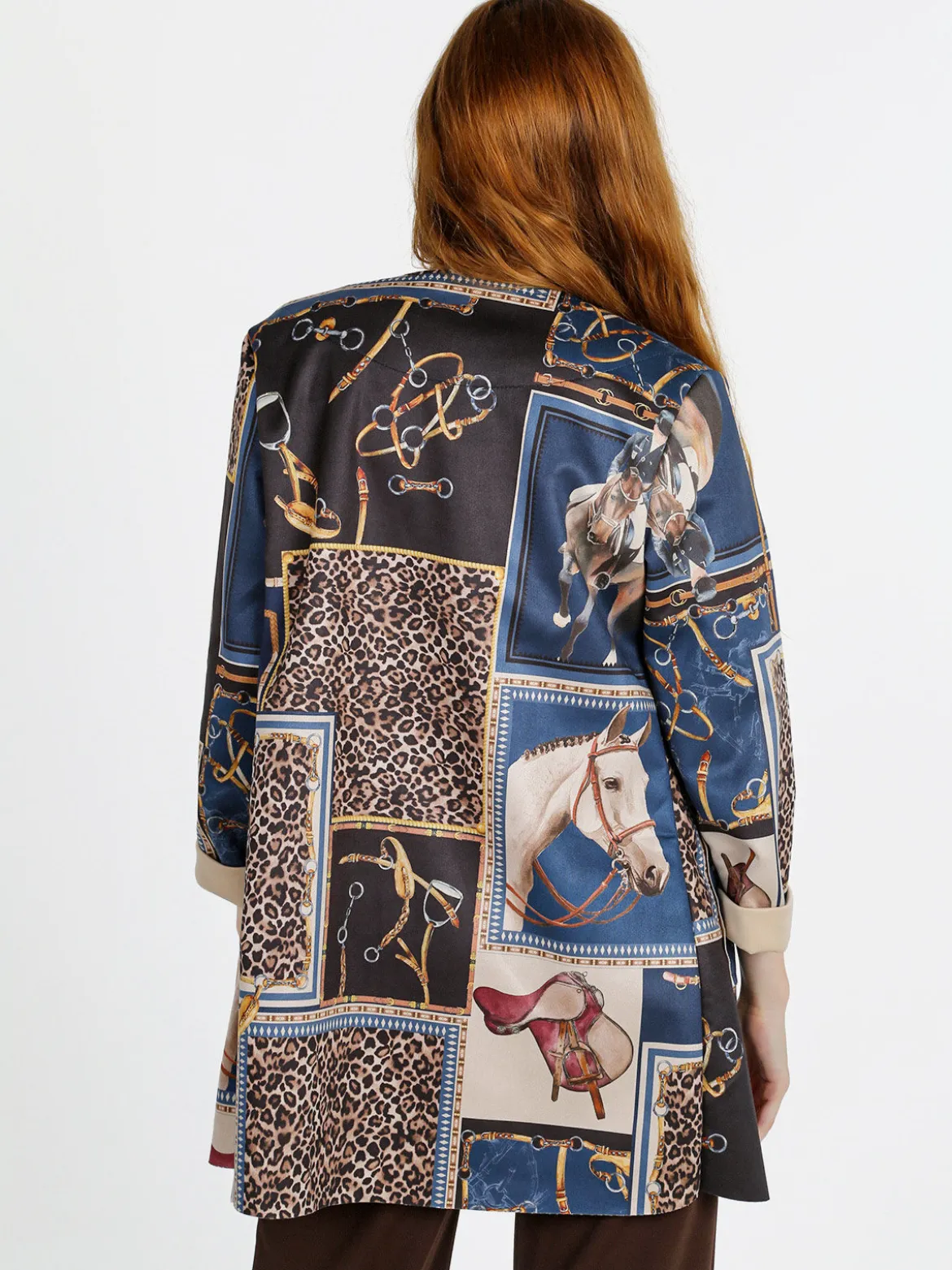 Solada Blazer donna aperto con stampe - blu