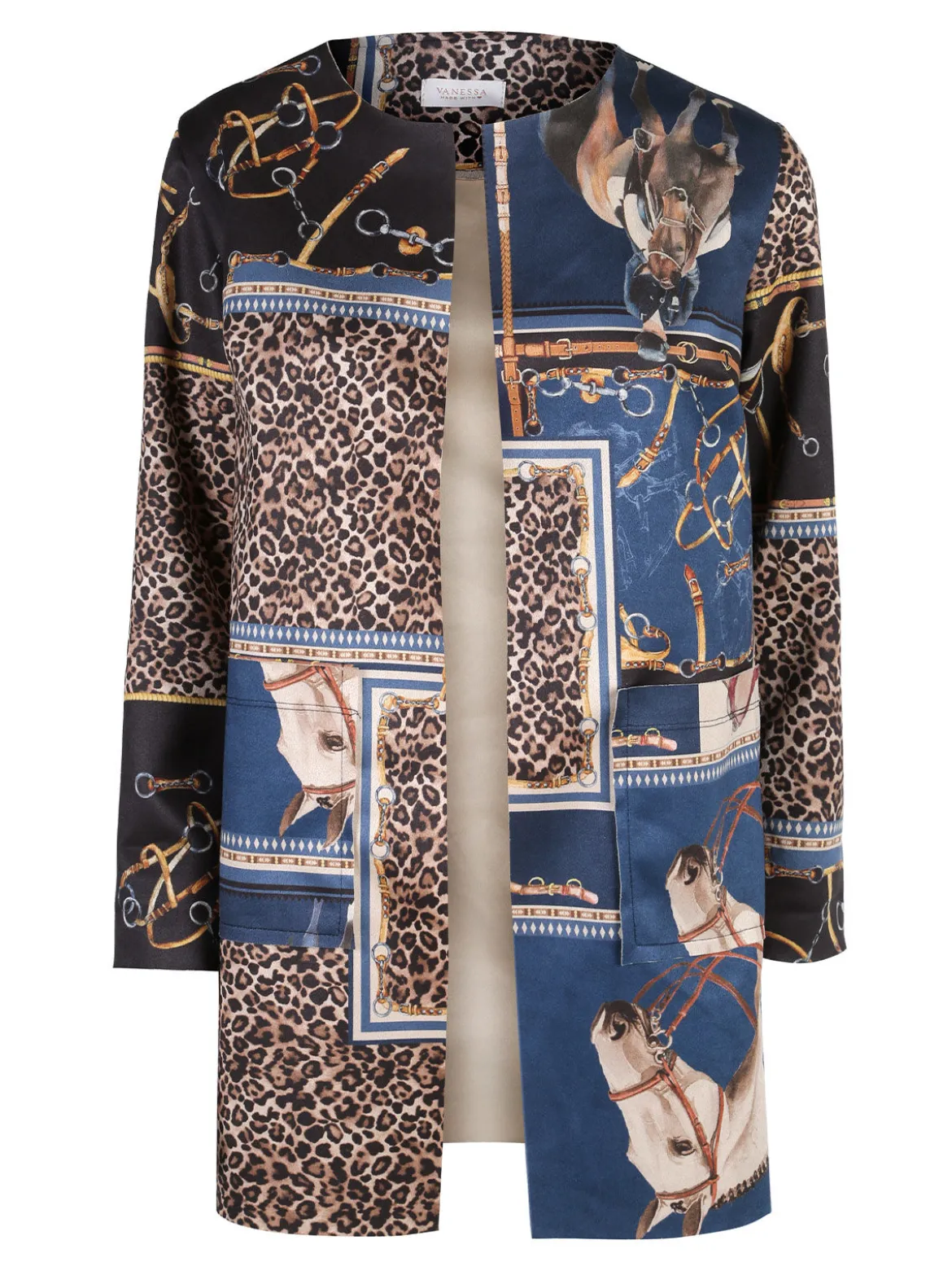 Solada Blazer donna aperto con stampe - blu