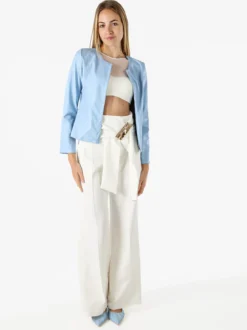 Solada Blazer donna aperto in ecopelle - azzurro
