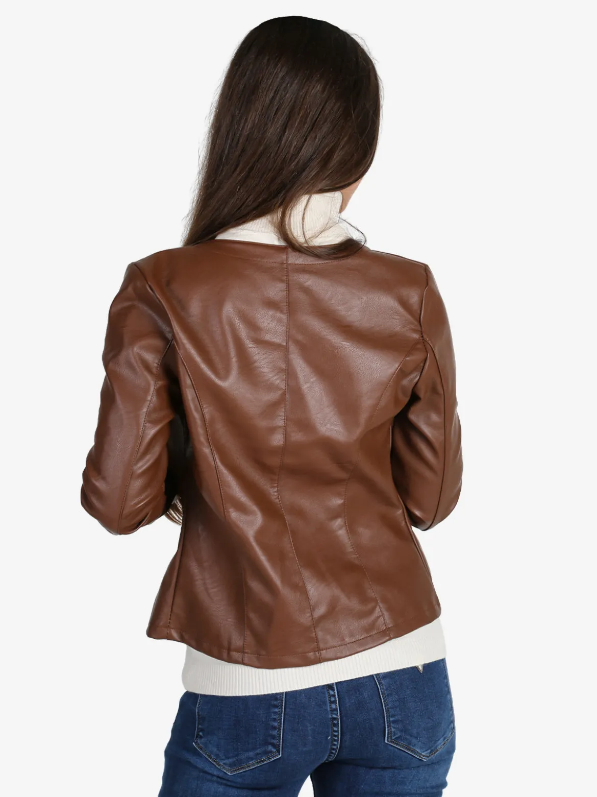 Solada Blazer donna aperto in ecopelle - marrone