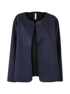 Solada Blazer donna aperto oversize in tessuto soft scamosciato - blu scuro