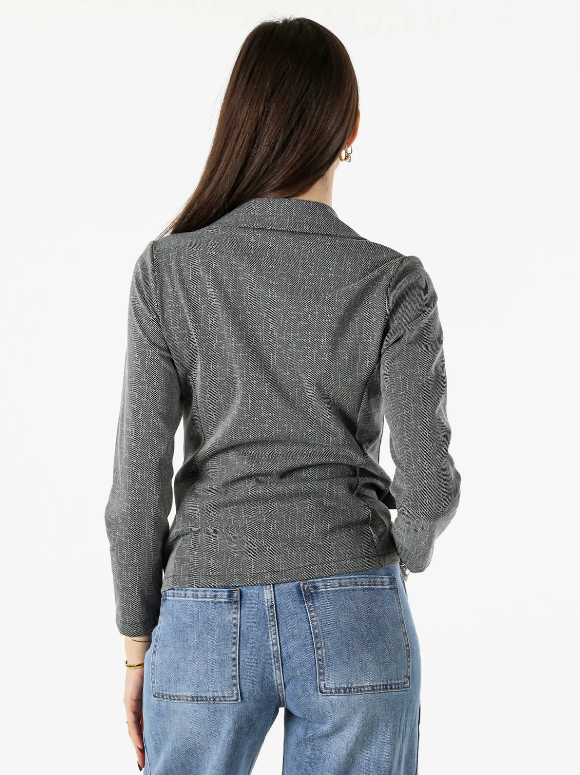 Solada Blazer donna con bottoni e stampa texture - grigio scuro