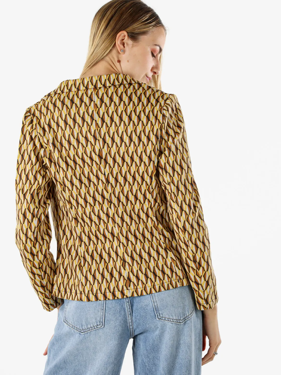 Solada Blazer donna con stampe geometriche - cammello