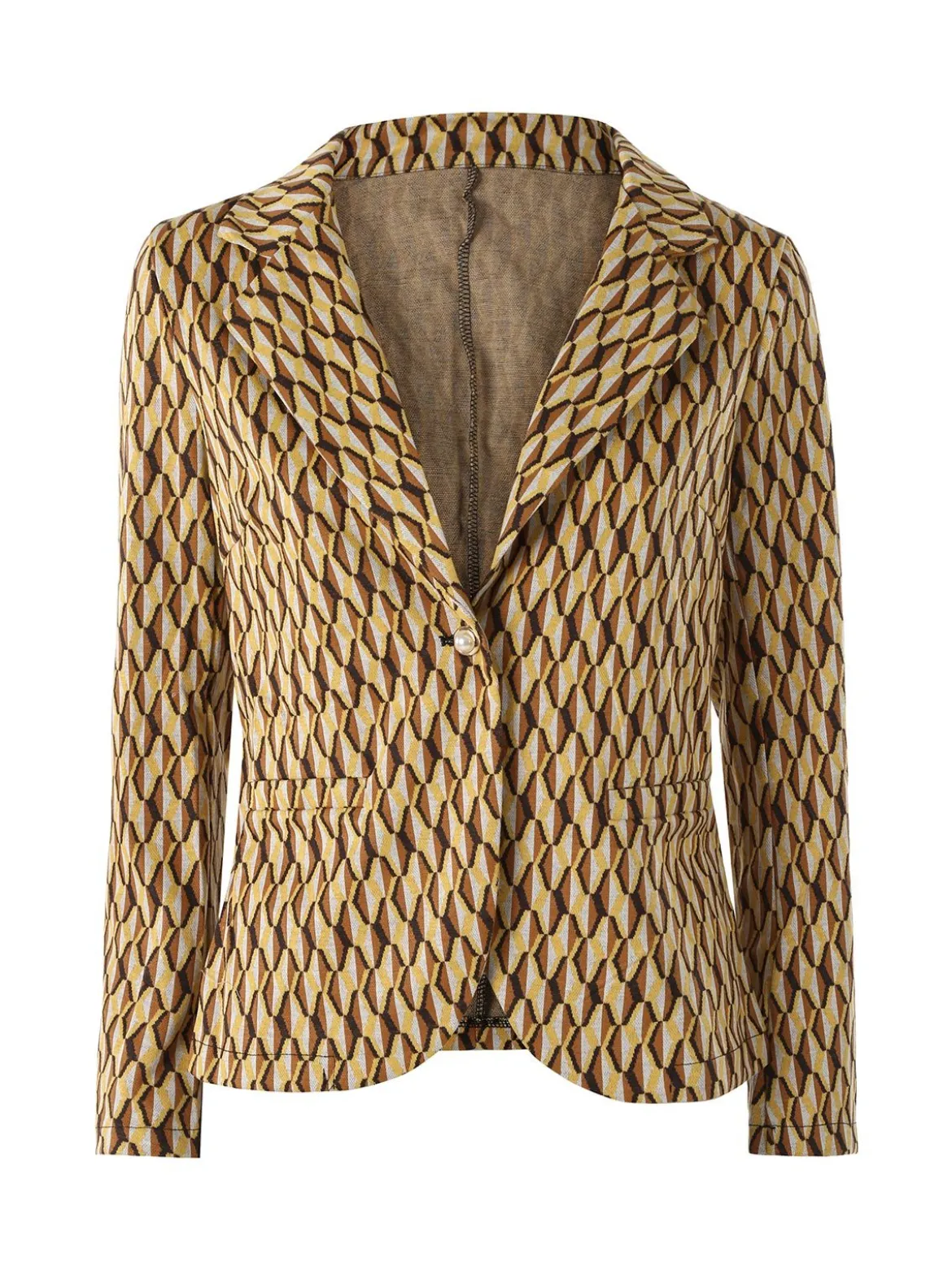 Solada Blazer donna con stampe geometriche - cammello