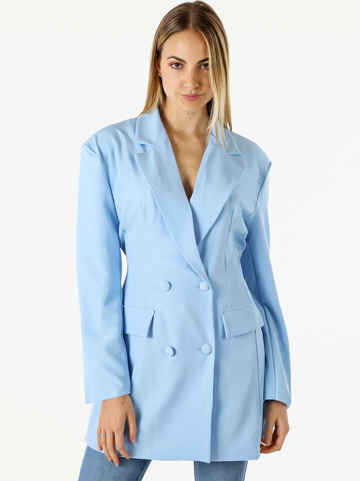 Solada Blazer donna elegante a doppiopetto - azzurro