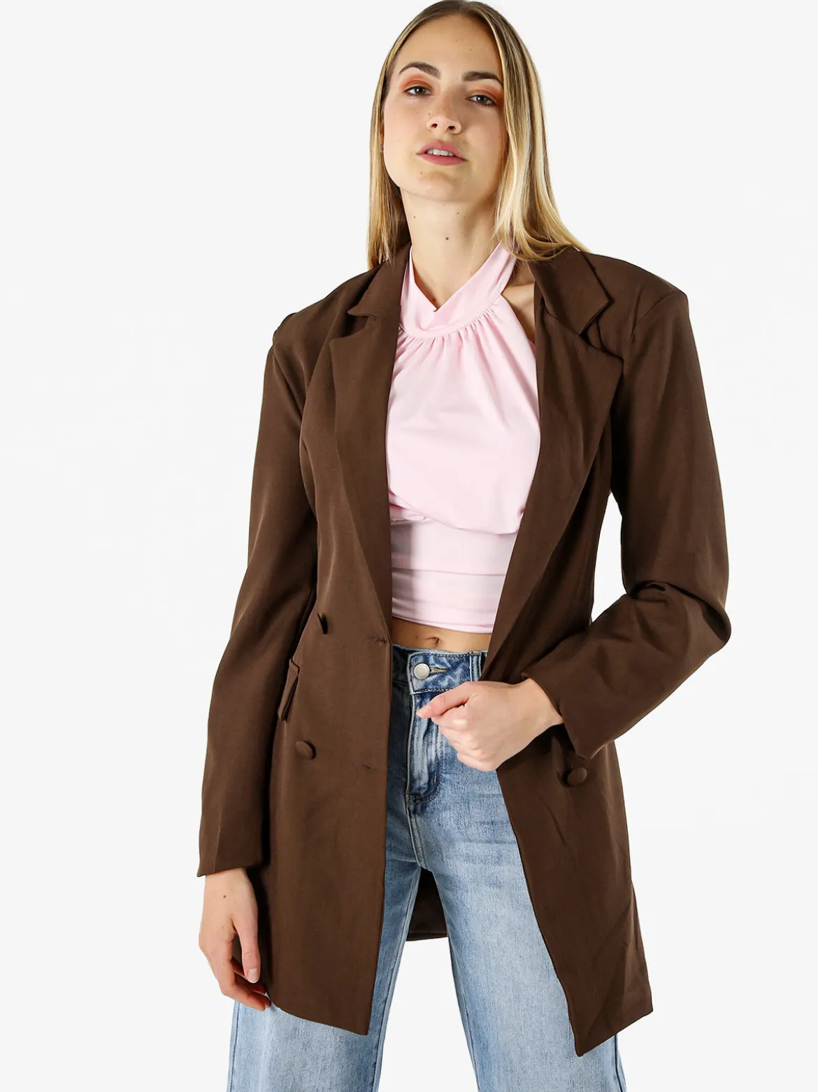 Solada Blazer donna elegante a doppiopetto - moro
