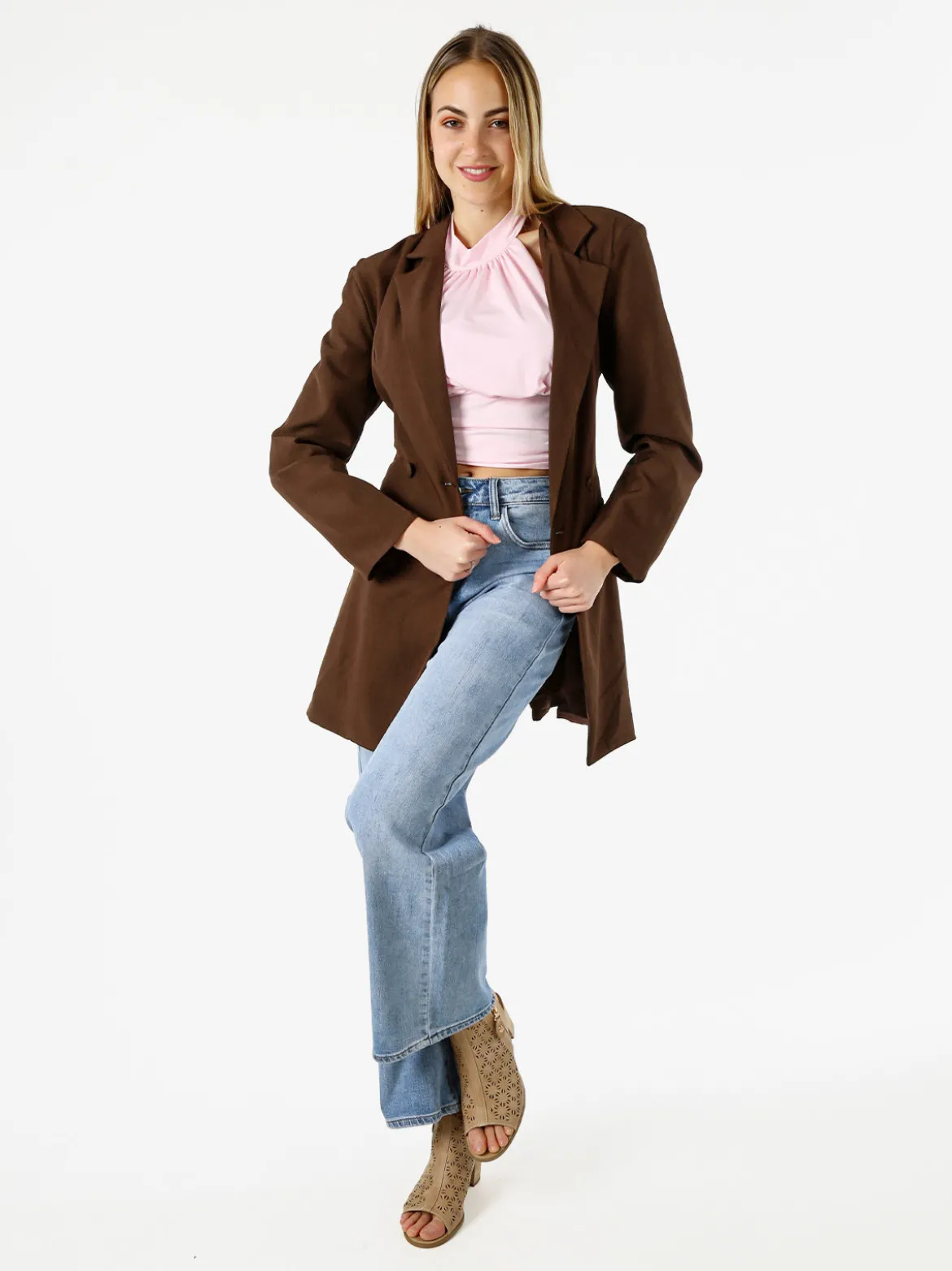 Solada Blazer donna elegante a doppiopetto - moro