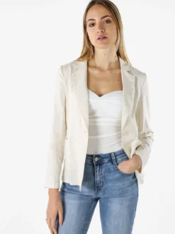 Solada Blazer donna in misto lino con bottone - beige