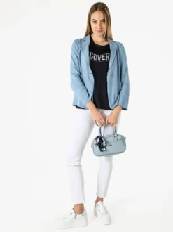 Solada Blazer donna in misto lino con bottone - blu