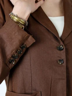 Solada Blazer donna in misto lino - marrone