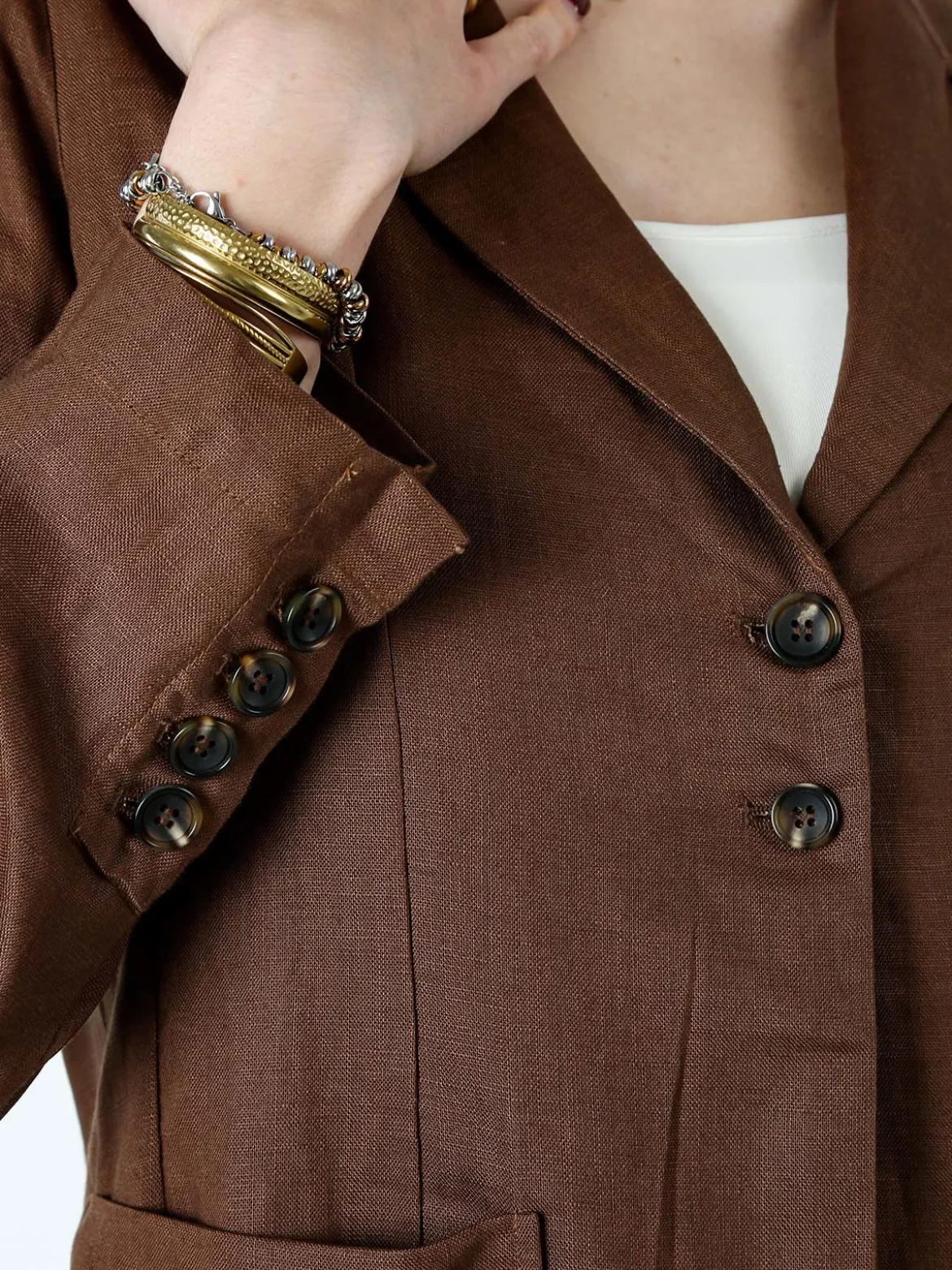 Solada Blazer donna in misto lino - marrone