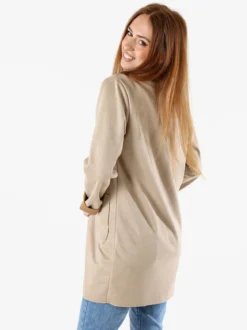 Solada Blazer donna lungo in tessuto scamosciato senza chiusura - cammello