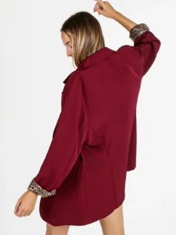 Solada Blazer donna oversize con interno animalier - bordeaux