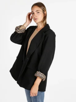 Solada Blazer donna oversize con interno animalier - multicolore