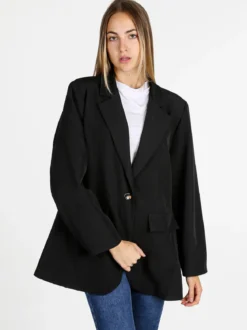 Solada Blazer donna oversize con interno animalier - nero