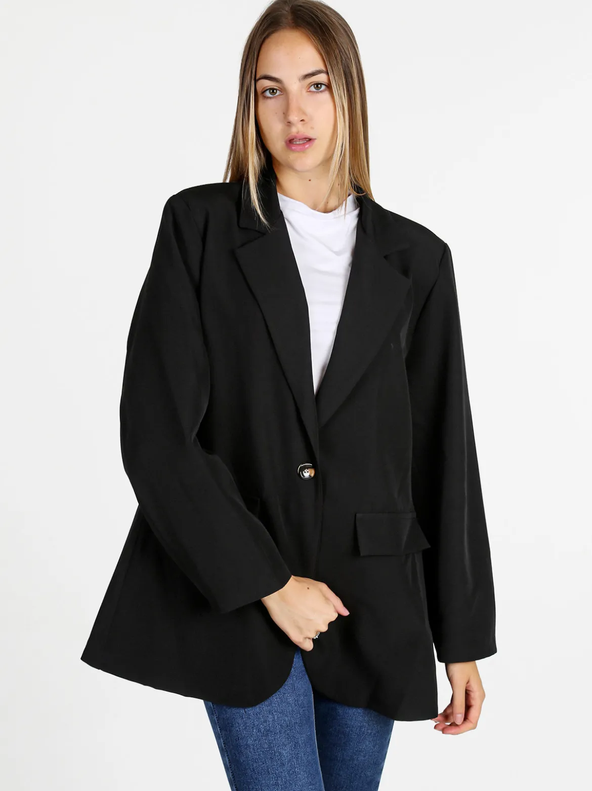 Solada Blazer donna oversize con interno animalier - nero