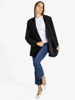 Solada Blazer donna oversize con interno animalier - nero