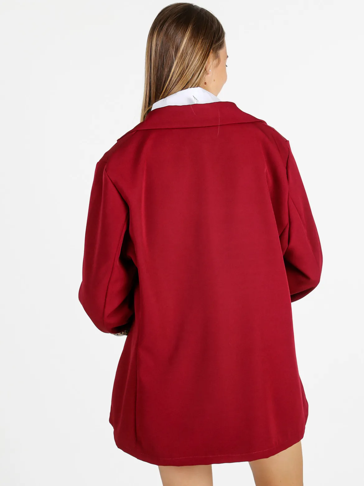 Solada Blazer donna oversize con interno animalier - rosso