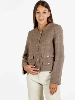 Solada Blazer donna spigato in misto lana - khaki