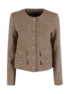 Solada Blazer donna spigato in misto lana - khaki