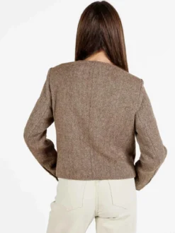 Solada Blazer donna spigato in misto lana - khaki