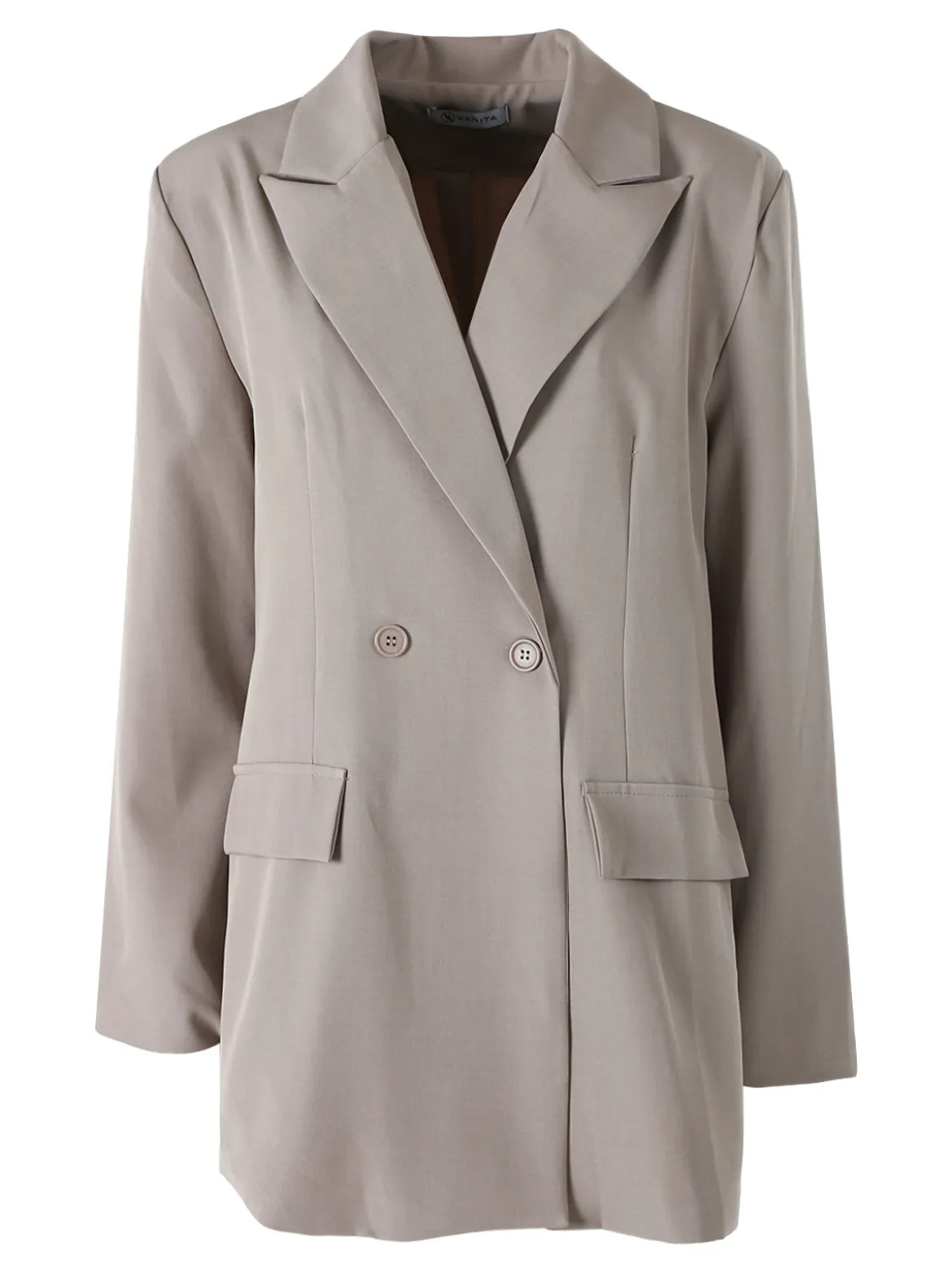 Solada Blazer oversize da donna con chiusura a doppiopetto - fango