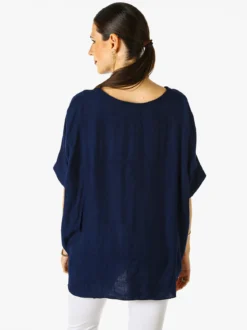 Solada Blusa da donna a maniche corte a pipistrello - blu scuro