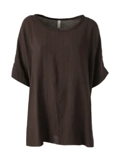 Solada Blusa da donna a maniche corte a pipistrello - moro