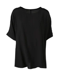 Solada Blusa da donna a maniche corte a pipistrello - nero