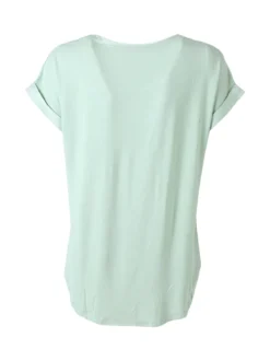 Solada Blusa da donna a maniche corte con parte davanti effetto raso - acqua marina