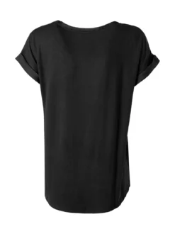 Solada Blusa da donna a maniche corte con parte davanti effetto raso - nero