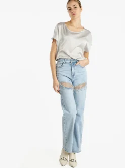 Solada Blusa donna a maniche corte effetto raso