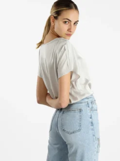 Solada Blusa donna a maniche corte effetto raso