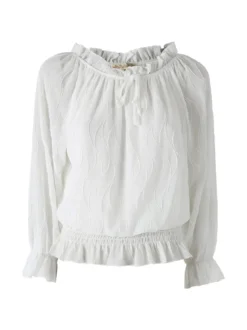 Solada Blusa donna a maniche lunghe con scollo a barchetta - bianco